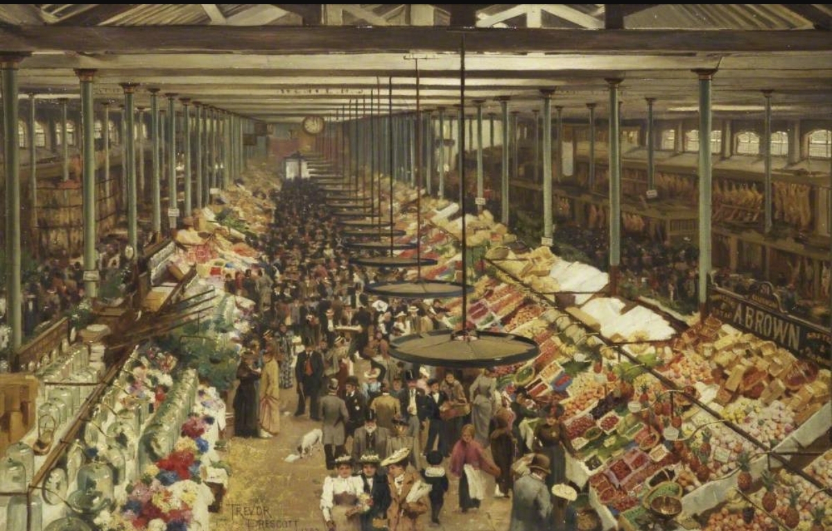 St John’s Market interior by Charles Trevor Prescott in the 1890s.