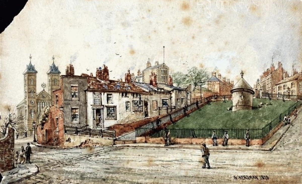 Historic view of Brow Side Everton by W G Herdman.