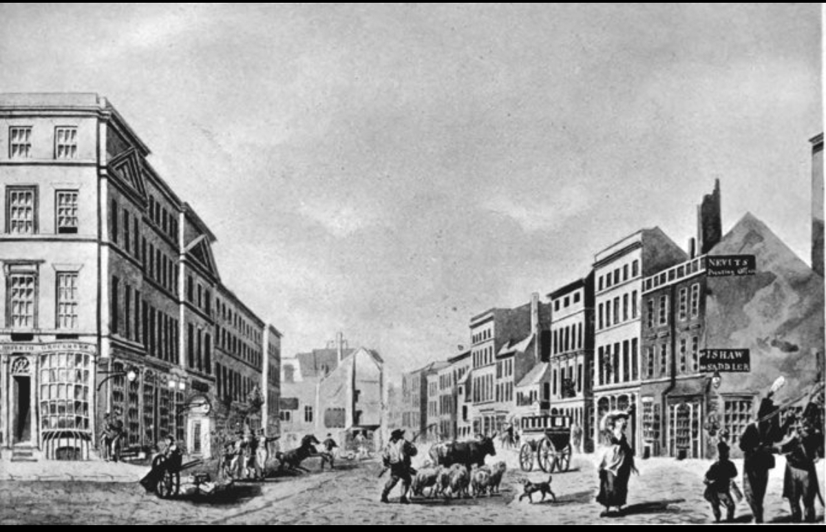 Dale Street in Liverpool in 1804 showing the Golden Lion Inn.