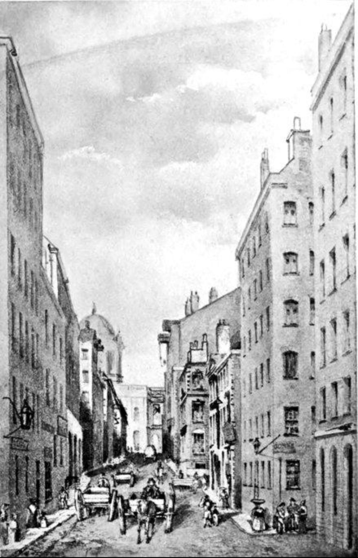 Former King’s Arms Inn and Parish Offices in Water Street, Liverpool, in 1829.